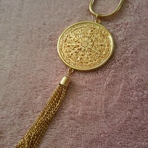 Long necklace, gold plated, snowflake tasle